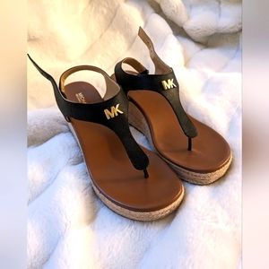 Michael kors Laney saffiano leather espadrille wedge jute